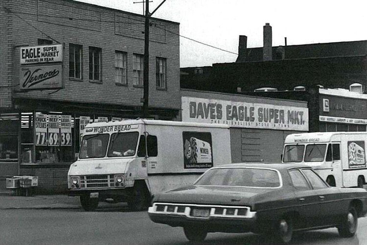 Dave’s Eagle Supermarket, shown here in 1975 began as a Payne Avenue fruit stand and evolved into a large local grocery chain.